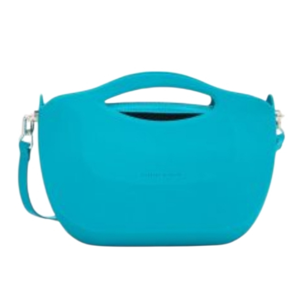 Charles & Keith Teal Cocoon Curved Handle Handbag
